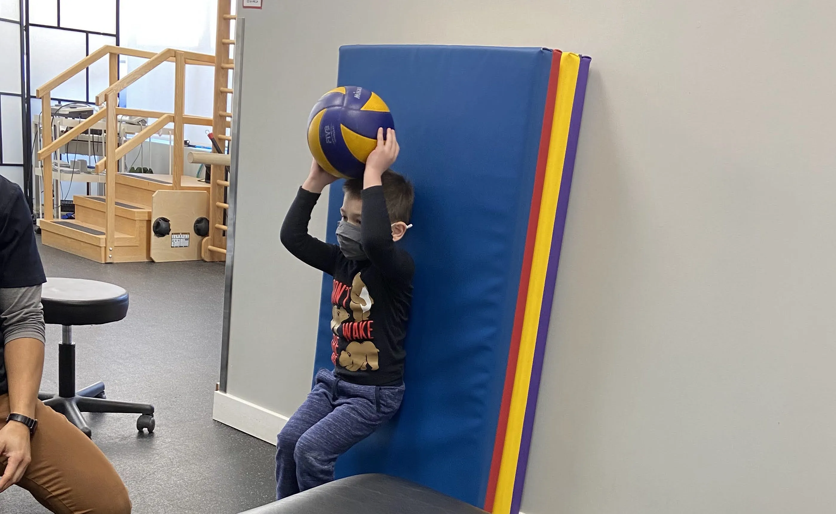 My son working hard in one of his physiotherapy sessions.
