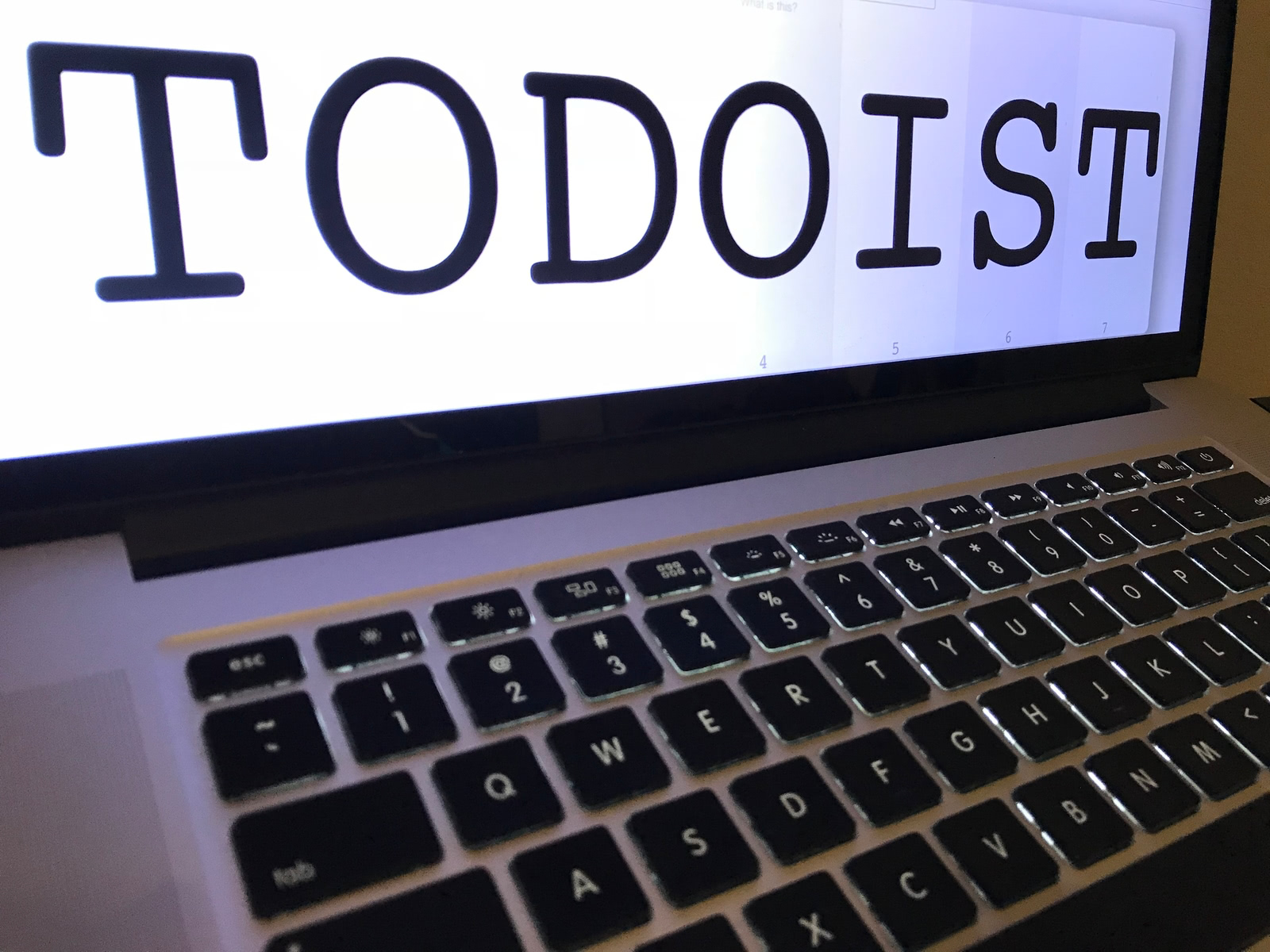 'My MacBook Pro displaying "TODOIST"'