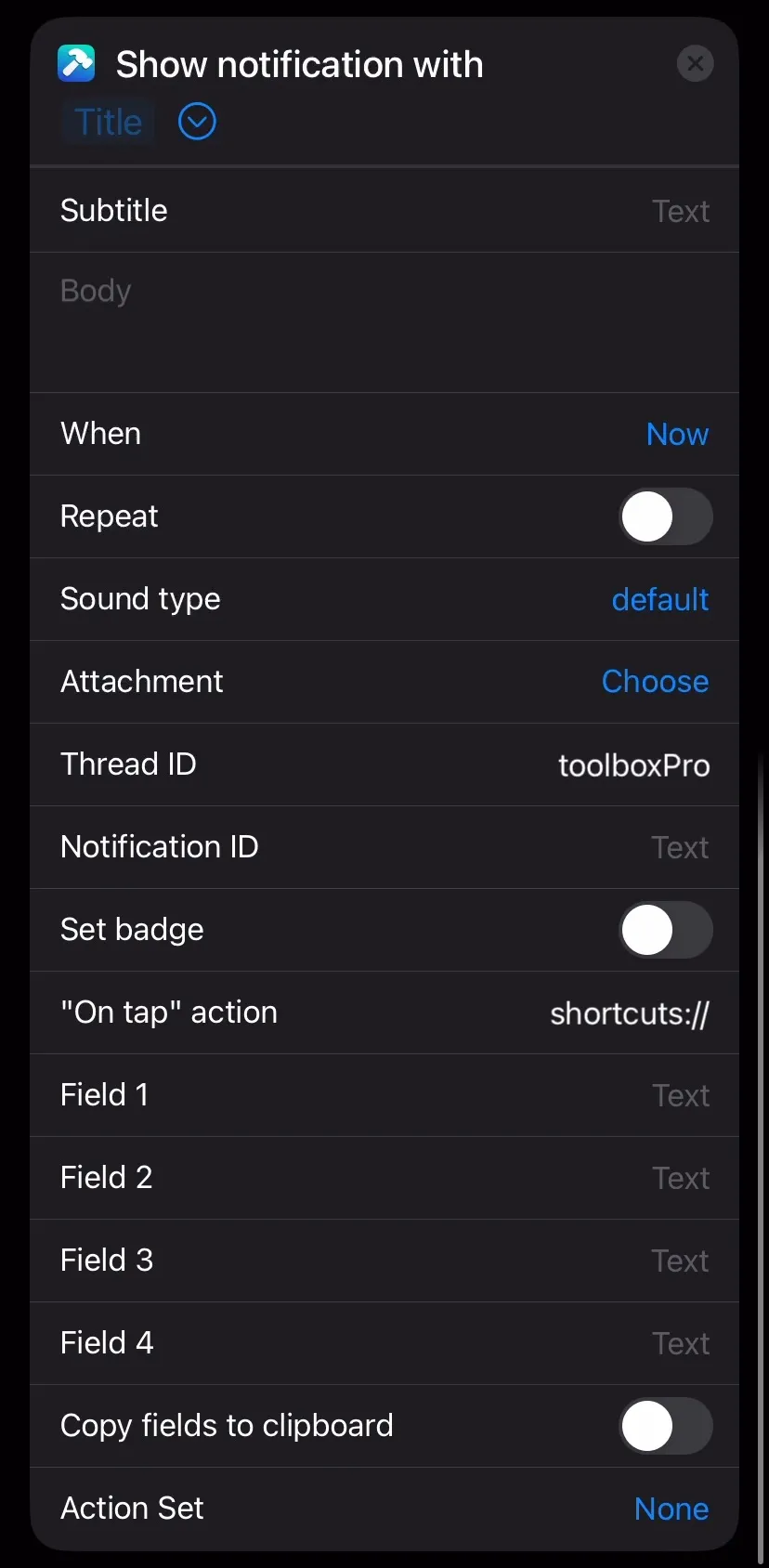 Toolbox Pro notification example