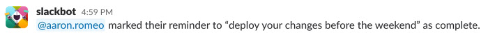 Slack remind target completed