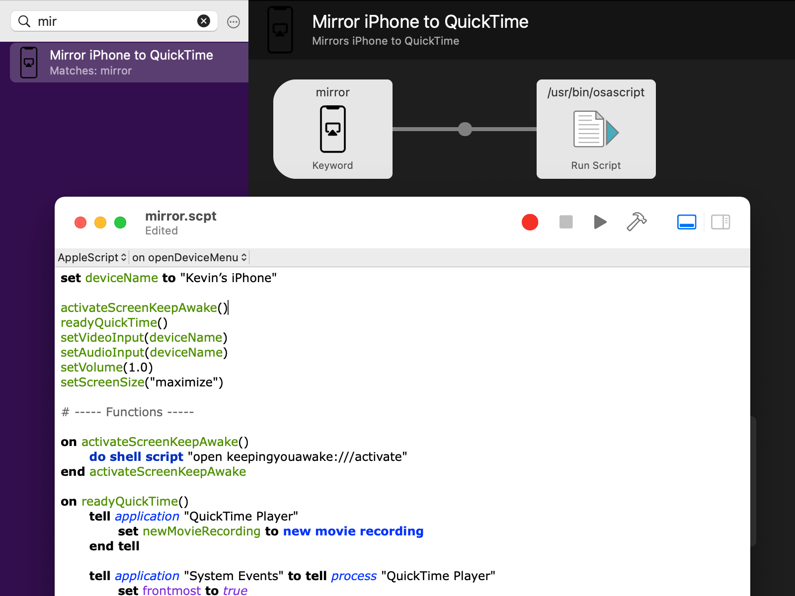 quicktime mirror iphone