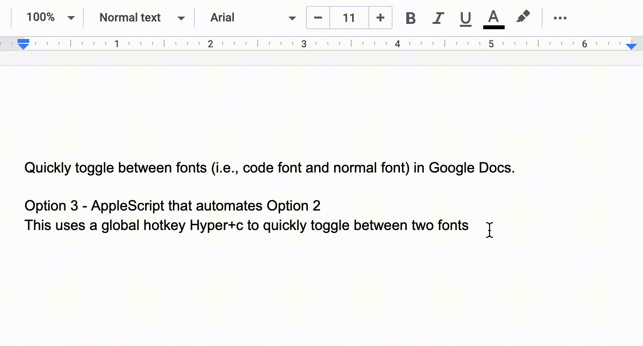 Toggle font keyboard applescript