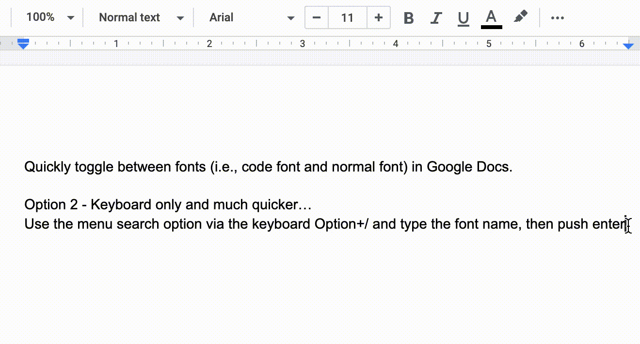 Toggle font keyboard menu